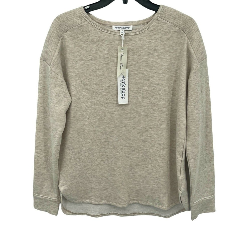 Workshop Oatmeal Heather Long Sleeve Sweater Size Small